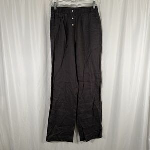 Nudelucy 100% Linen Pants Women's Small Grey Pull On Elastic Waist NU23971